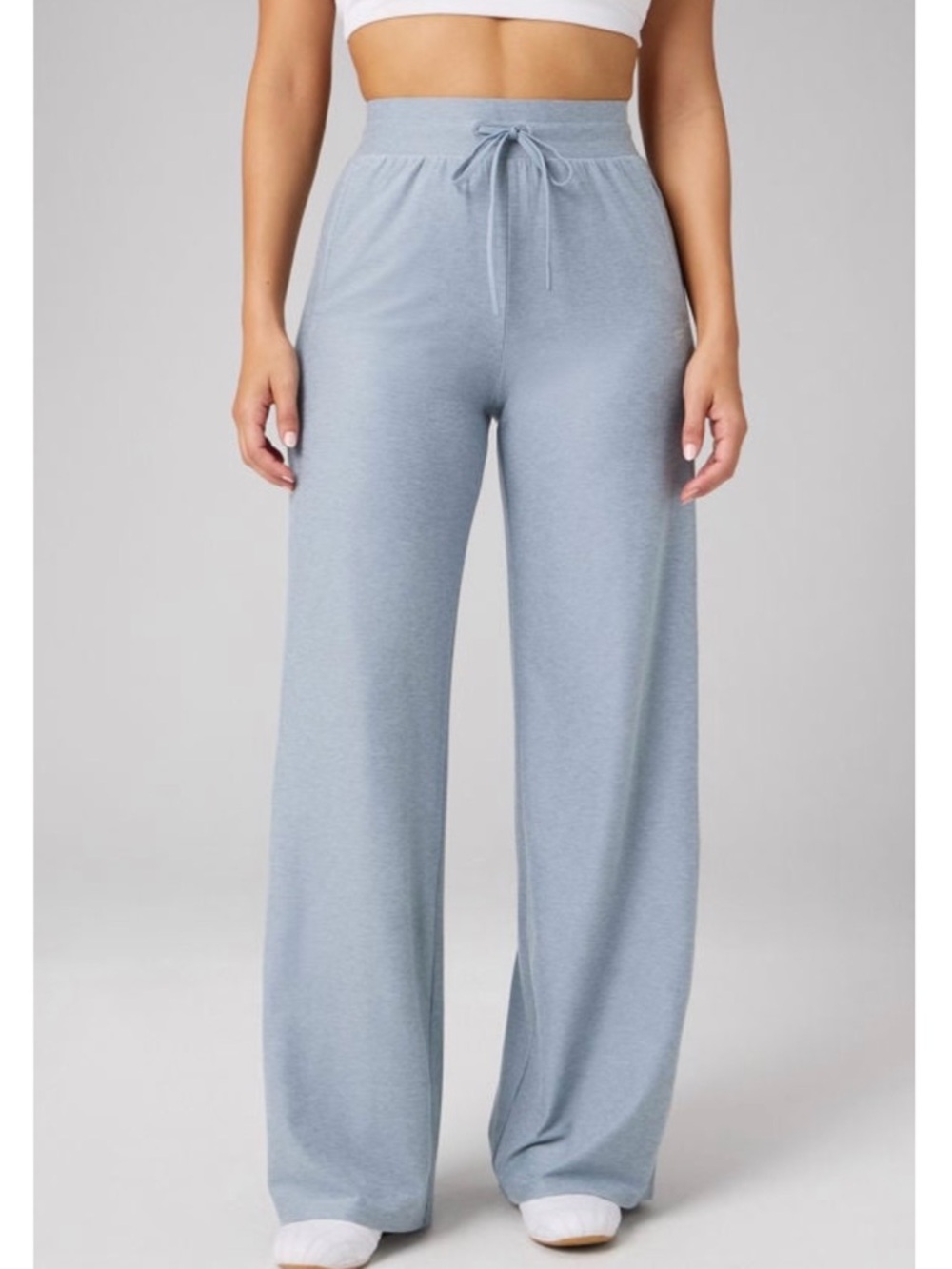 NWOT- High-Waist Cloud Jersey Wide Leg Pants in Light Blue